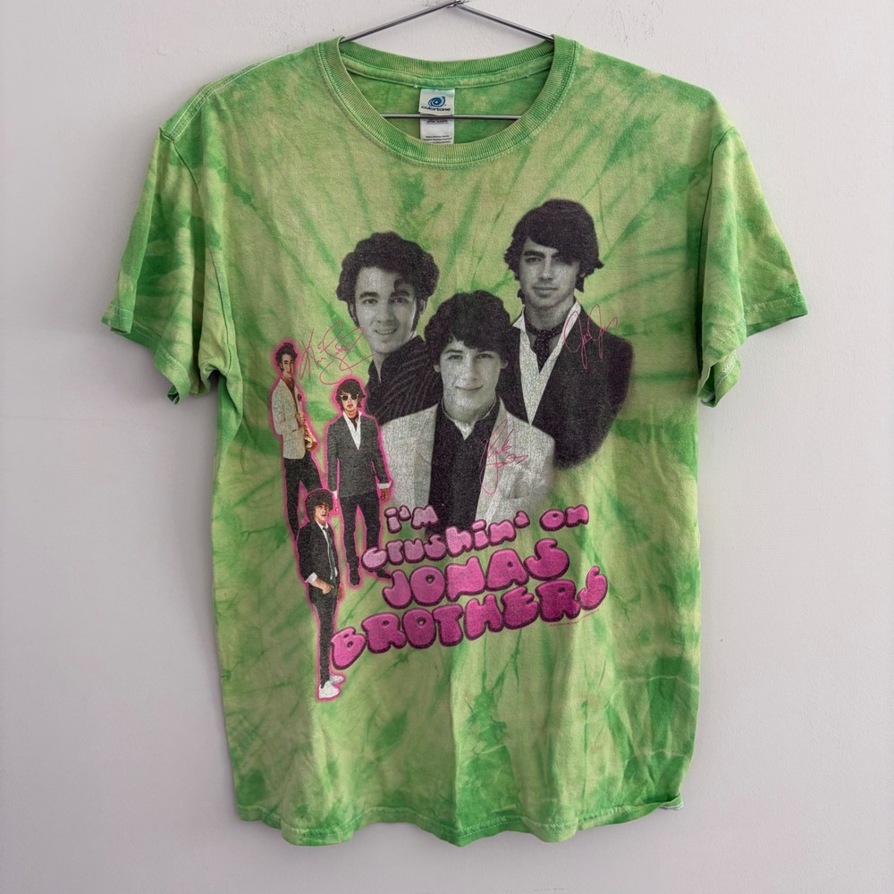 Jonas Brothers I'm Crushin' Green Tie Dye Graphic T-Shirt Medium